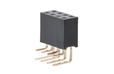 ナイロン ピンヘッダー FSR-42085(T〇) ソケット(角)2.54mmピッチ ライトアングル(2列) 接続側0.64mmピン